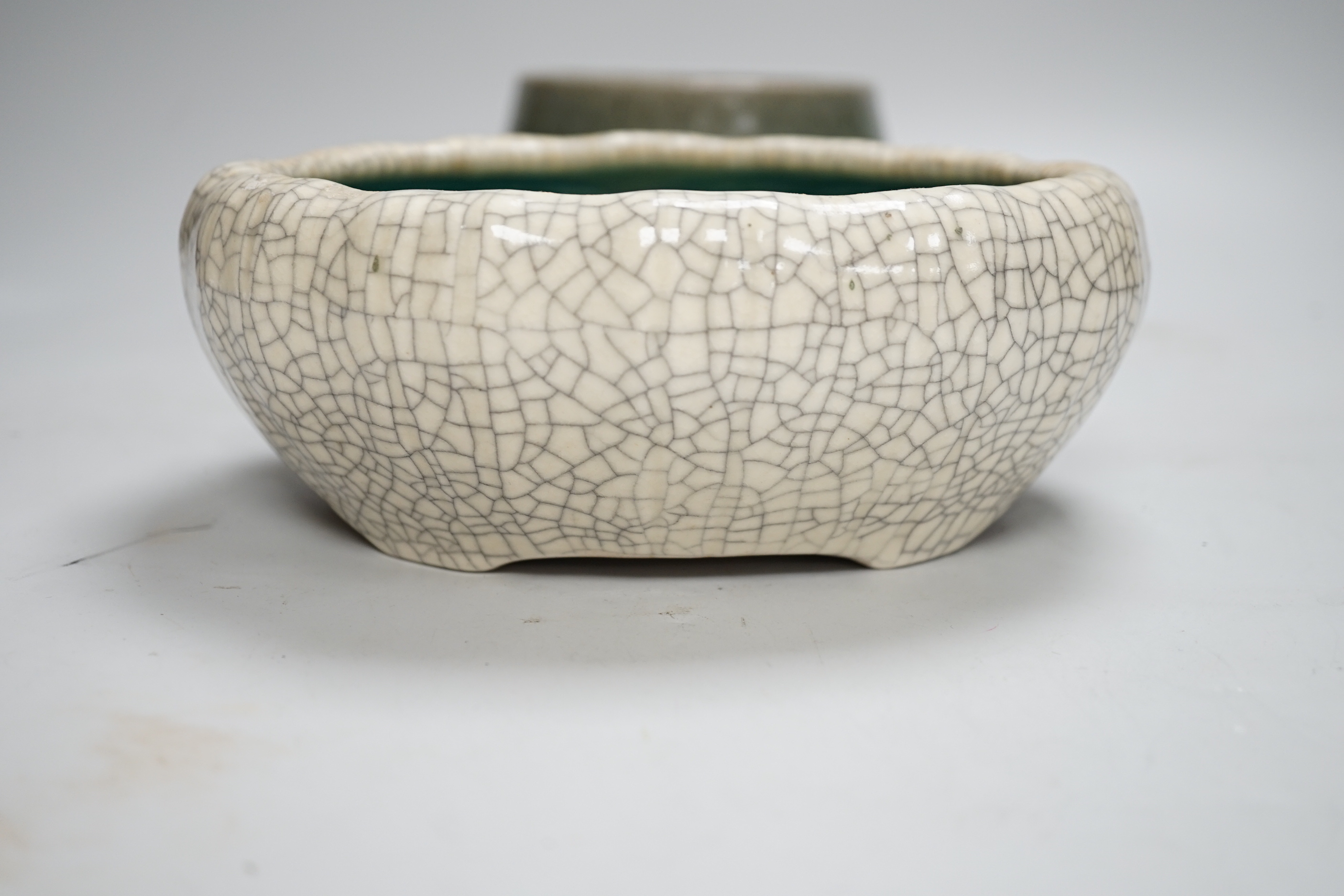 A Chinese crackle glaze jardiniere and another, 9cm tall